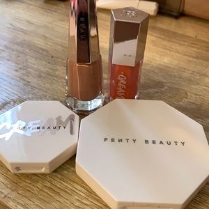 Two fenty lipglosses fenty blush and fenty highlighter duo